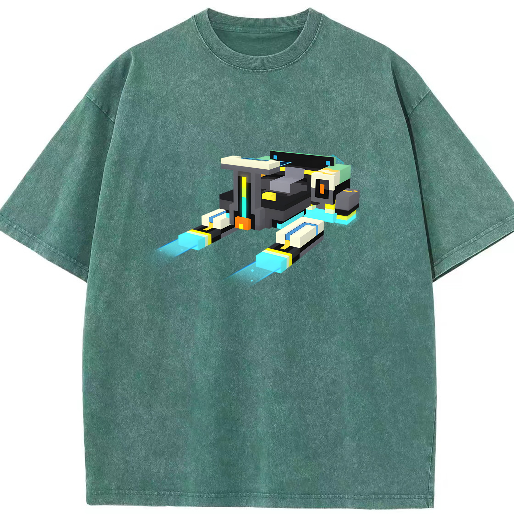 （画像用） マインクラフト ブロックの世界 Minecraft MC Block world 綿100% ヴィンテージ風 半袖Tシャツ（フロントプリント）